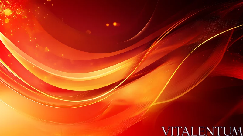 Red and orange flowing waves with light streaks on dark gradient background