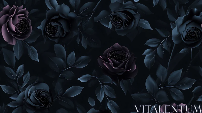 Dark Rose Botanical Study: Nocturnal Blossom Analysis.