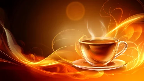 Luminescent Tea Cup With Dynamic Warm Light Composition.