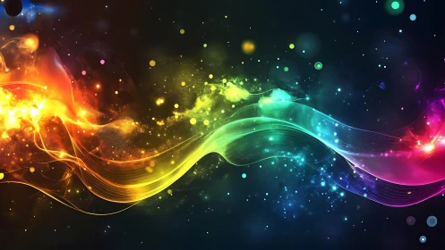 Chromatic energy waves with luminous particle streams.