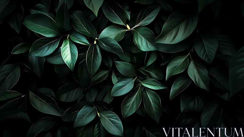 Midnight foliage tapestry with luminous emerald veins.