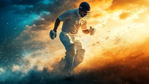 Cricket comet sprints through blazing twilight duststorm.