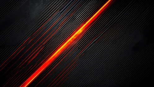 Glowing red energy streak cutting through dark metal lines.