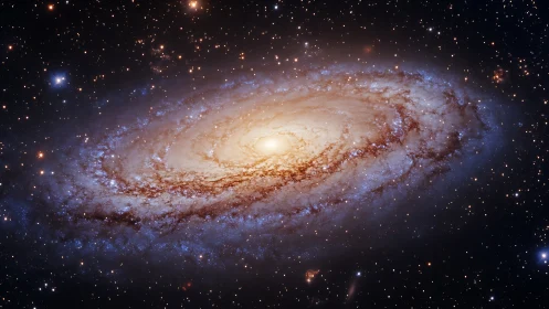 Edge-on spiral galaxy with luminous stellar bulge and dust lanes.