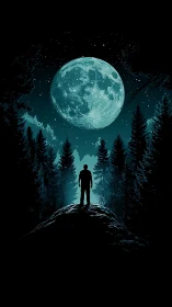 Lone stargazer trades his shadow for moonlit wonder