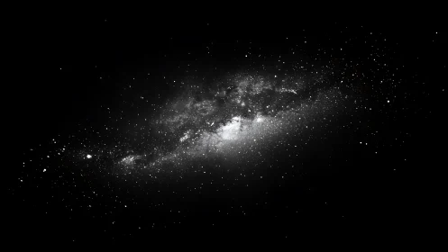 Monochrome galactic nebula with dense stellar core illumination.