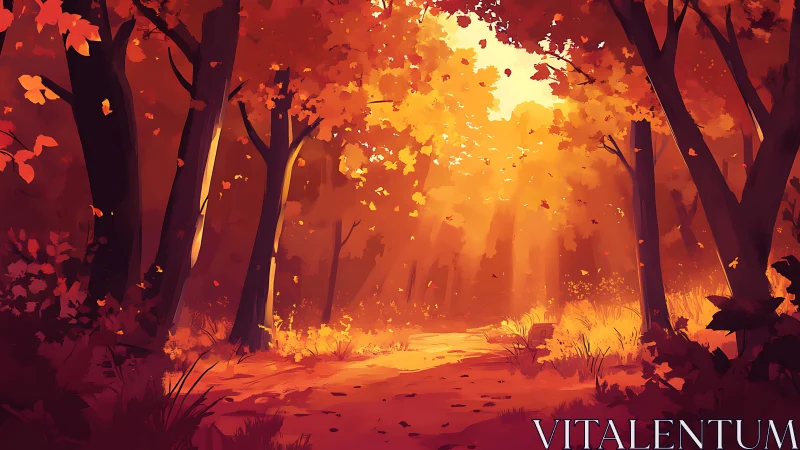 Enchanted Forest Ablaze with Autumn's Golden Light.