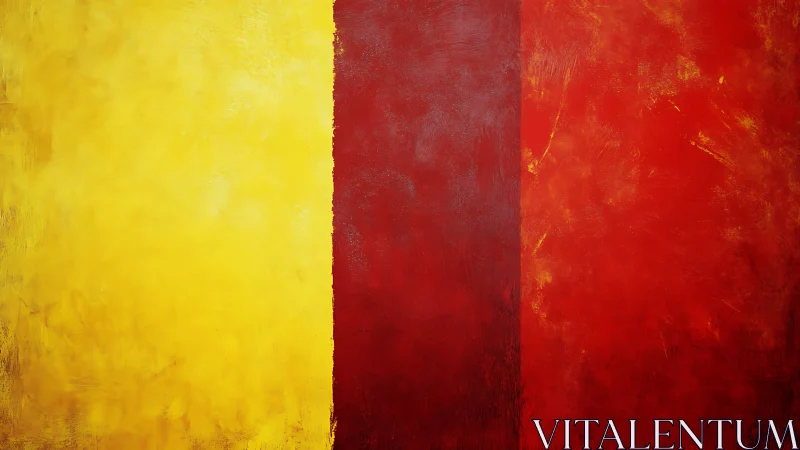 Vertical abstract bands in yellow and red color fields.