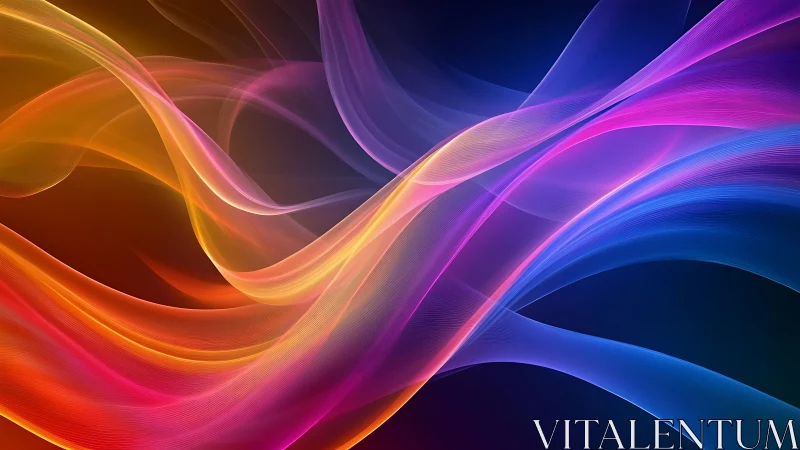 Multicolor spectral light waves with translucent gradient ribbons