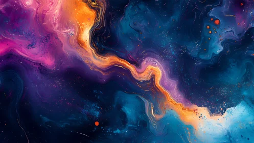 Cosmic river of neon color flowing through deep space.