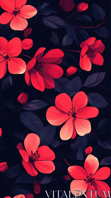 Vibrant Coral Blooms Glow Against Deep Night Skies