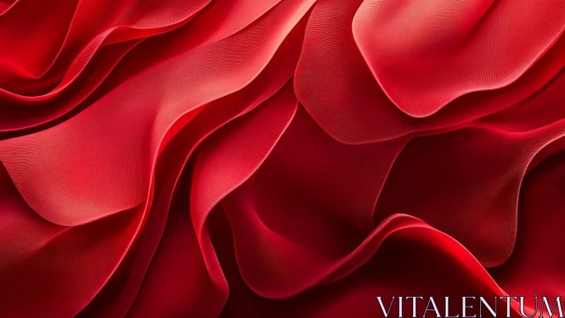 Flowing Red Silk Fabric in Elegant Abstract Artistic Style.