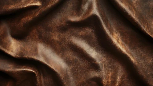 Rich Brown Distressed Leather Texture in Draped Fabric Style.