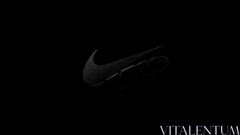 Minimalist swoosh logo emerges from deep black background.