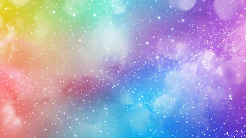 Rainbow stardust sky washing the night in soft color.