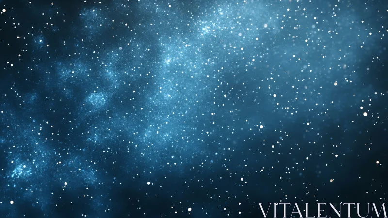 Star filled deep blue space background with bright galaxy.