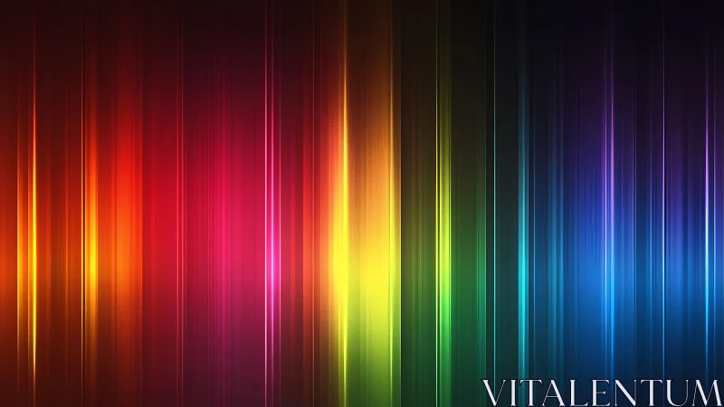 Prismatic light spectrum forms luminous vertical color beams.