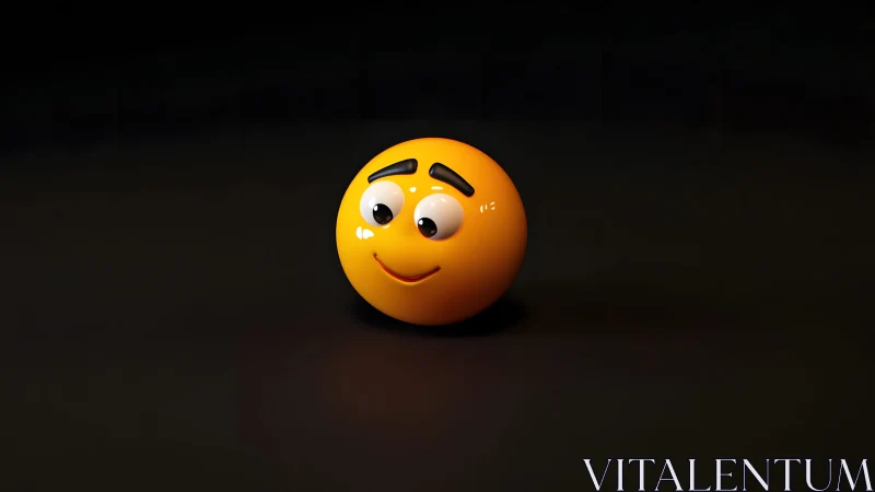 3D Render of Smiling Yellow Emoji on Dark Minimalist Background.