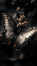Butterfly rests on clustered flowers in shallow depth of field