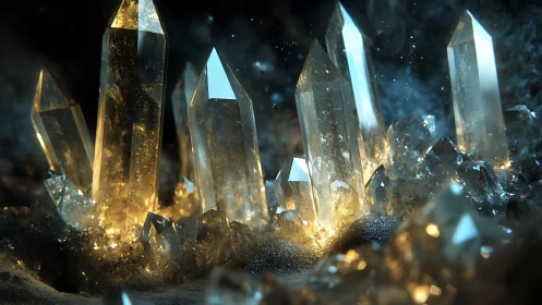 Luminescent quartz cluster with volumetric light scattering.