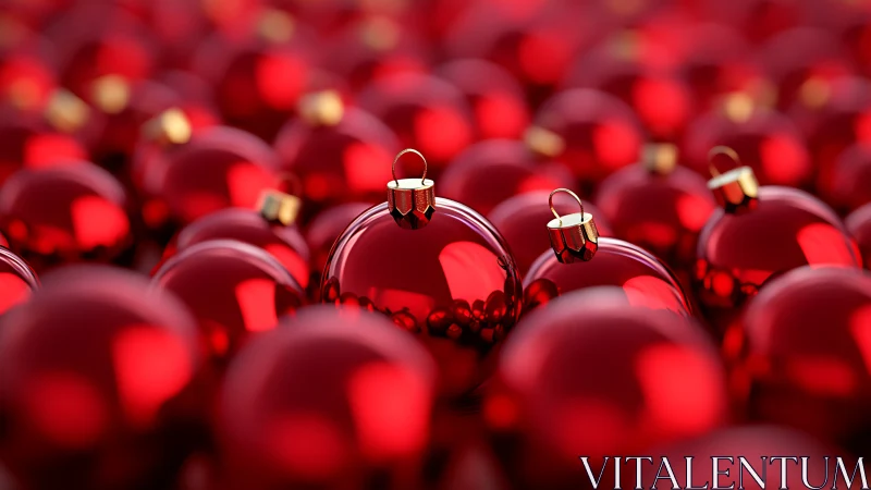 Gleaming crimson baubles gather in a festive ruby sea.