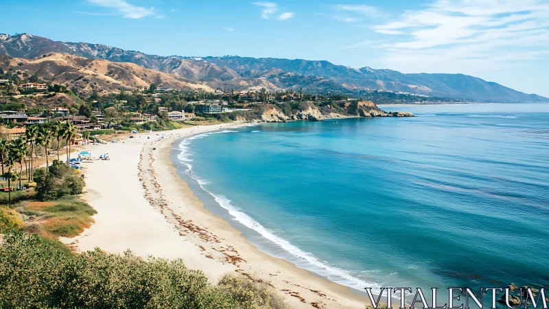 Coastal bay morphology with terraced housing and calm littoral waters.