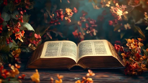 Whispered scripture glows amid autumn flowers and soft dusk