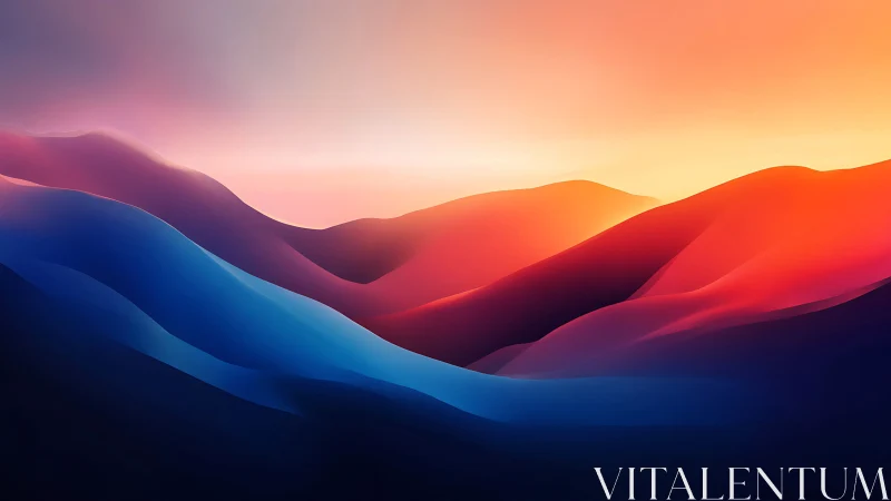 Sunset waves of color drifting across soft hills.