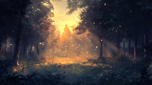 Enchanted Forest Awakens in Golden Light