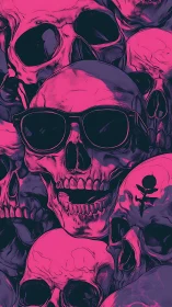 Neon skull collage radiates bold, rebellious pop energy.