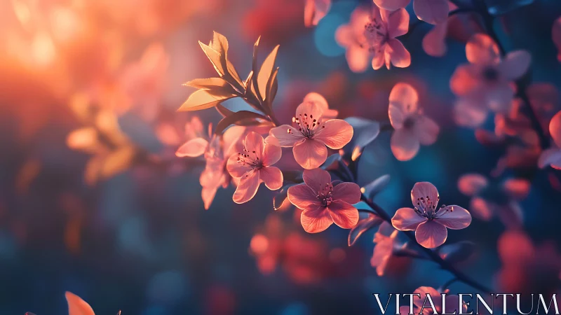 Sunset Blooms: Delicate Flowers Dancing in Golden Light.