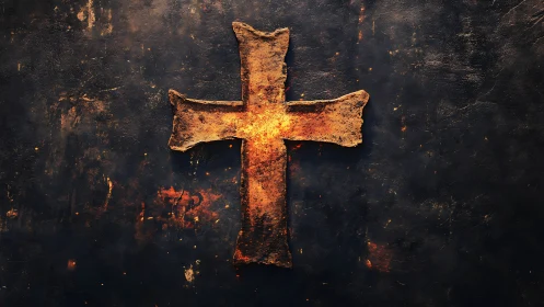 Oxidized cruciform plate with incandescent core on soot wall.