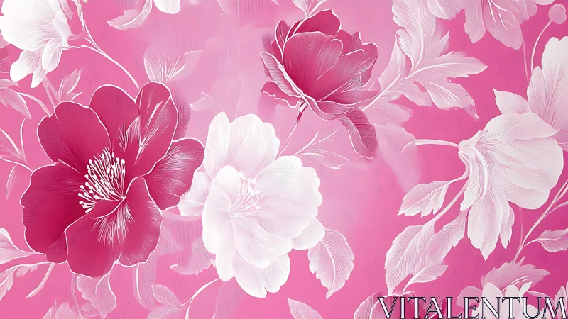 Pink and White Floral Pattern Design.