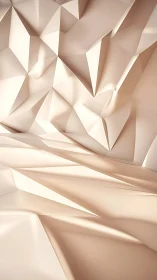 Layered origami peaks in softly lit beige abstraction.
