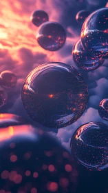 Volumetric glass spheres with embedded luminescent particles.