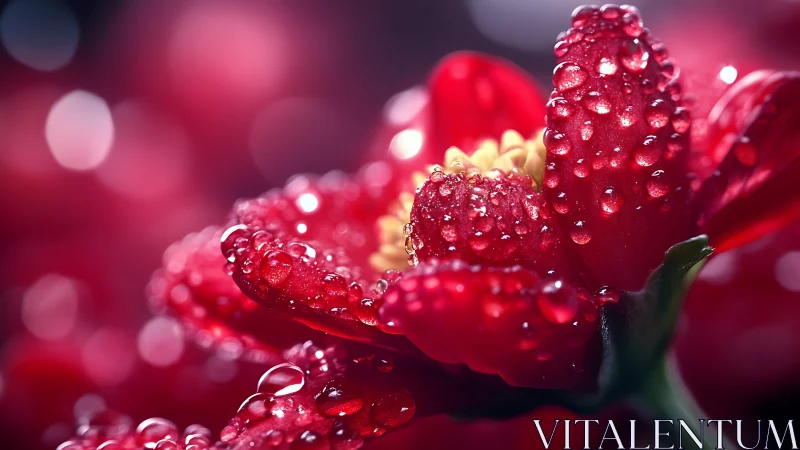 Fresh raspberries with water droplets and blurred background