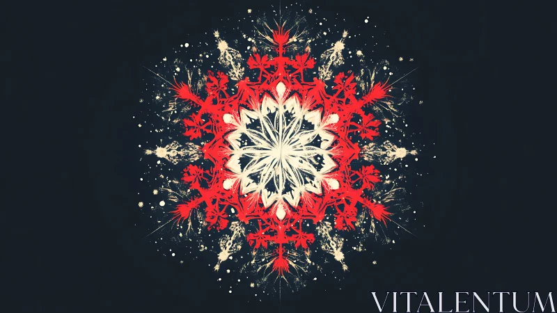 Snowflake nova erupts in crimson sparks across midnight