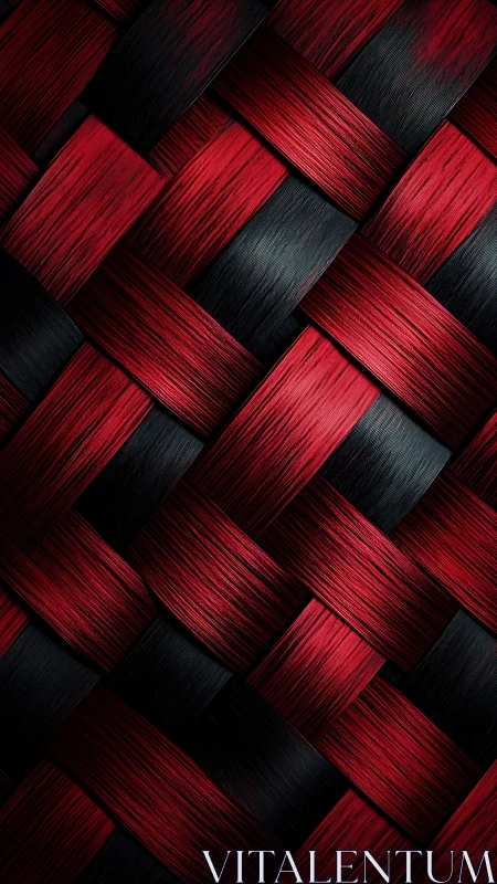 Red and black woven strands form a tight interlaced grid