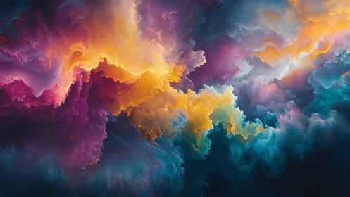 Nebula clouds argue in electric violets, teals, and gold fire