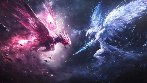 Opposed elemental bird deities collide in high-energy plasma clash