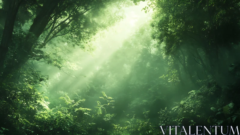 Enchanted Forest Light: Nature's Golden Sanctuary.