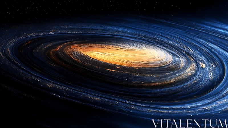 Luminous spiral galaxy disk with glowing accretion core