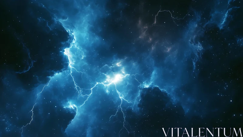 Electric blue nebula storm glows softly in the deep cosmos