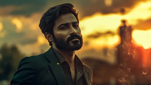 Sunset-burnished gaze rewrites the skyline into quiet drama