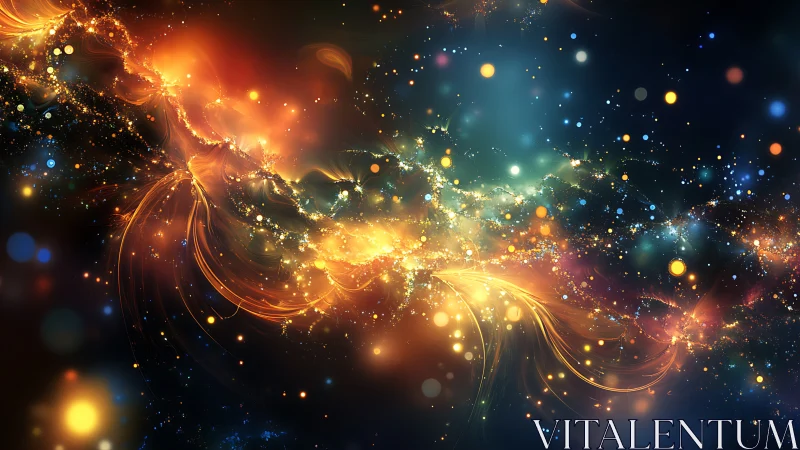 Stellar river of glowing particles across cosmic void.