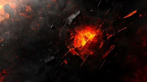 Explosive Impact: Digital Cataclysm with Radiating Fire.