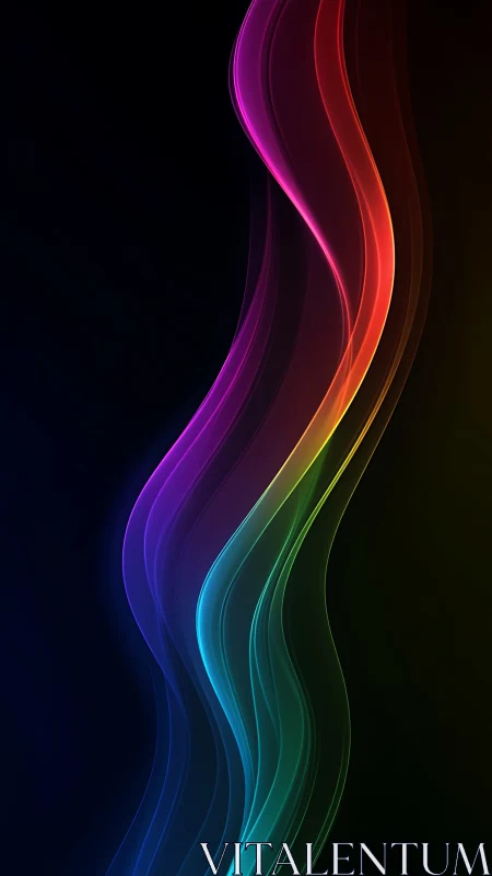 Glowing rainbow light trails flowing across a dreamy night.