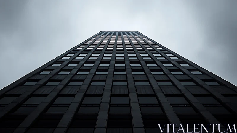 High-rise facade converges in low-angle one-point perspective study