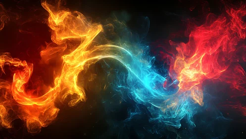 Dynamic Collision of Fire and Ice Elements.