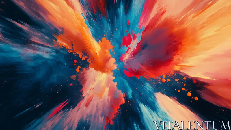 Chromatic particle burst in high-velocity radial dispersion.